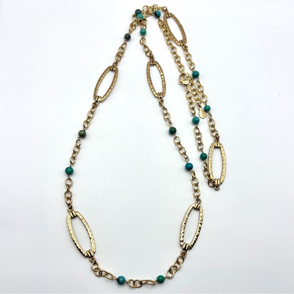 Studio Barse Natural Turquoise & Hammered Golden Bronze Southwestern Necklace